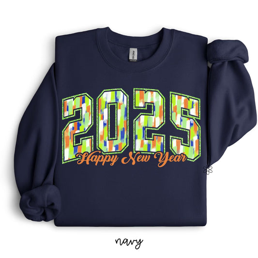 Orange 2025 Happy New Year Brushstroke Completed Tee