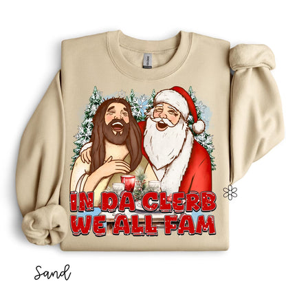 Jesus & Santa In Da Clerb We All Fam Kids Completed Tee