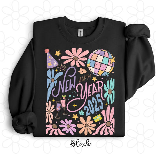 Retro Happy New Year 2025 Completed Tee