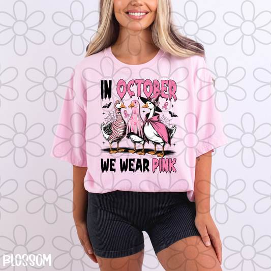 In October We Wear Pink Geese Kids Completed Tee