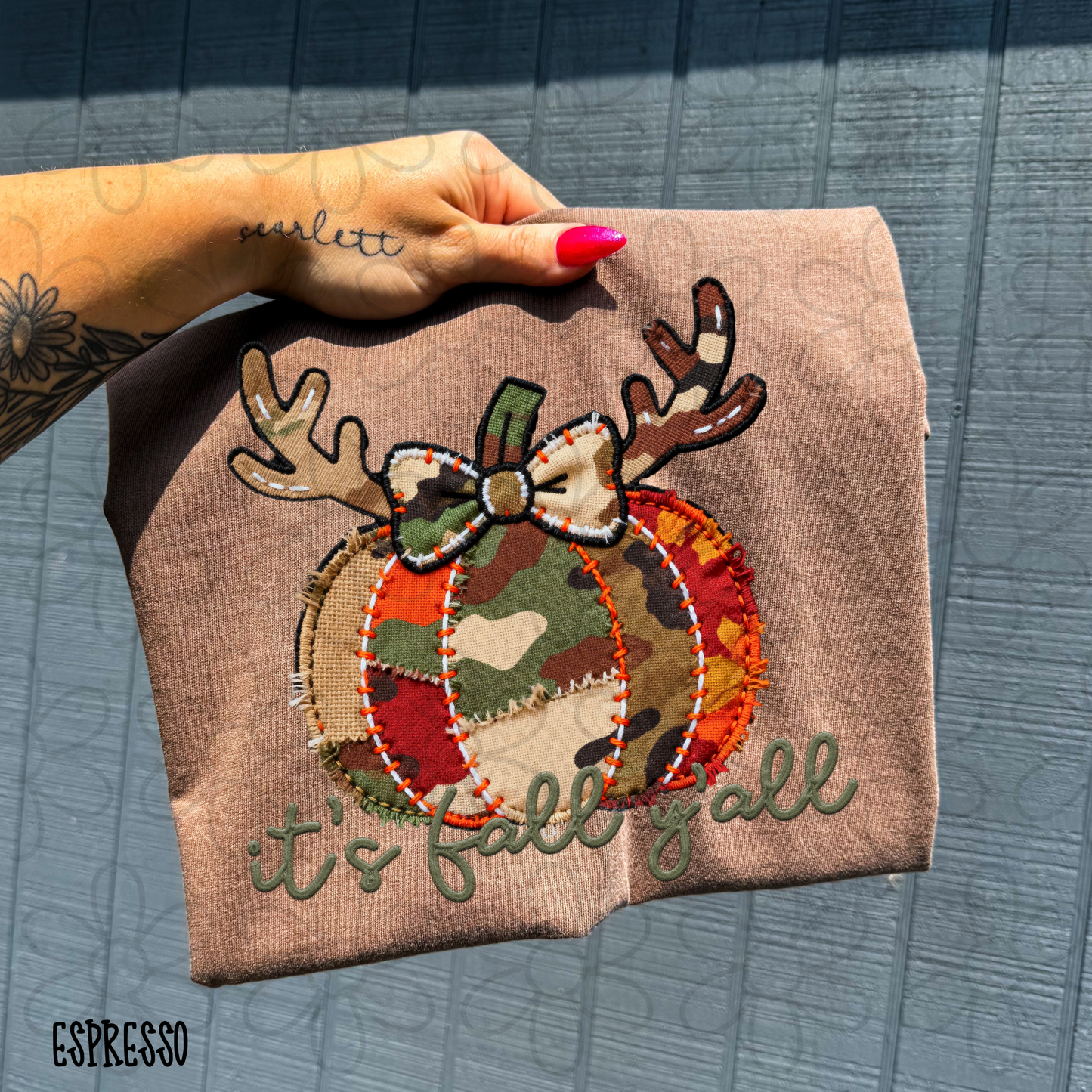 It's Fall Yall Pumpkin Antlers Completed Tee