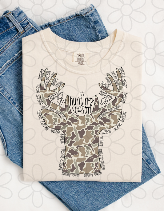 It's Hunting Season Camo Deer DTF Transfer
