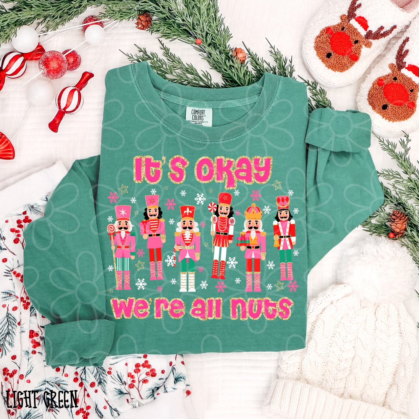 It's Okay We're All Nuts Pink Kids Completed Tee