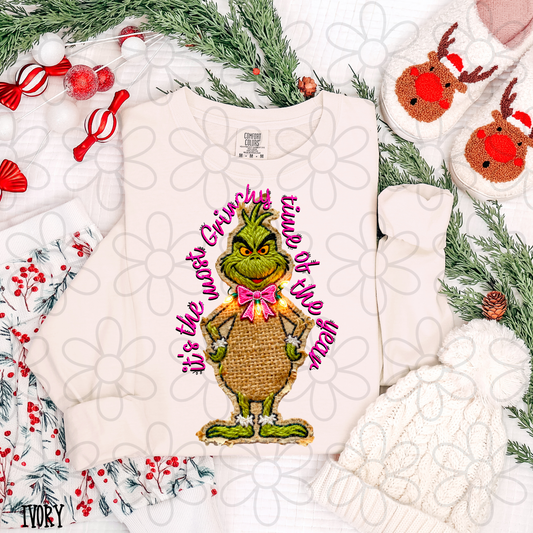 It's The Most Grinchy Time Of The Year Pink Kids Completed Tee