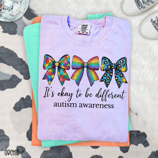 It's Ok To Be Different Autism Awareness Completed Tee