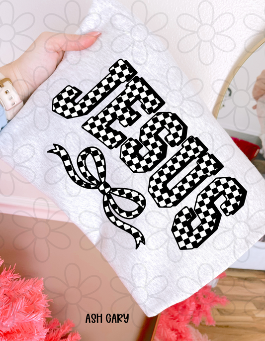 Jesus Checkered Bow Completed Tee