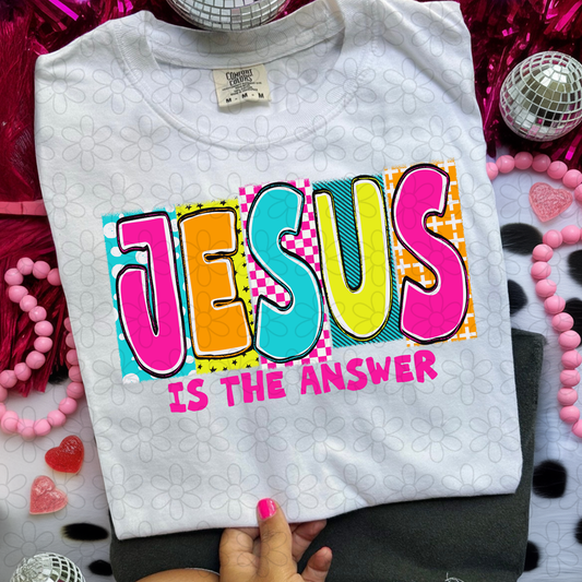 Jesus Is The Answer Colorful Kids Completed Tee