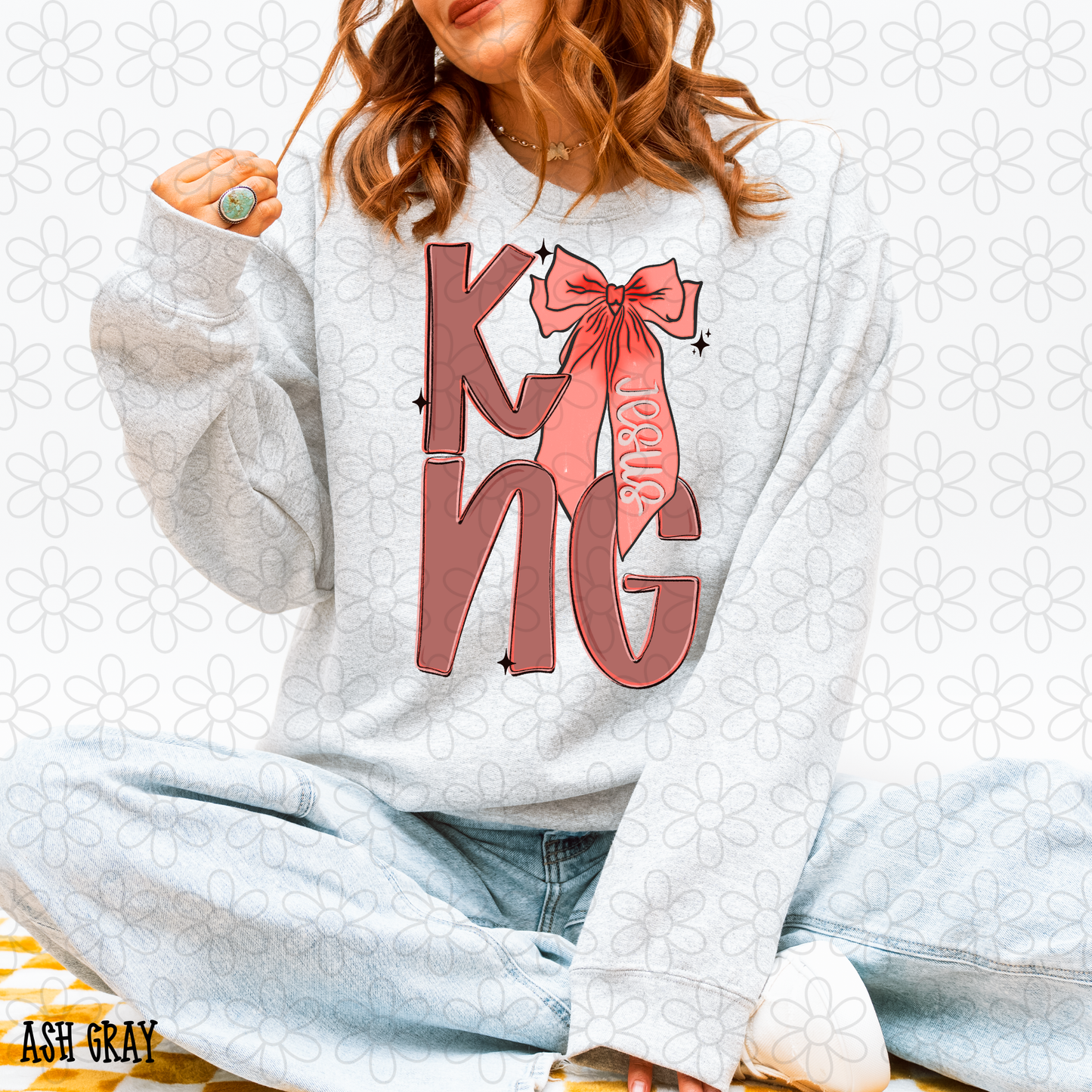 Jesus King Pink Bow Completed Tee