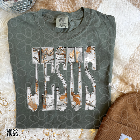 Jesus Leafy Camo Completed Tee