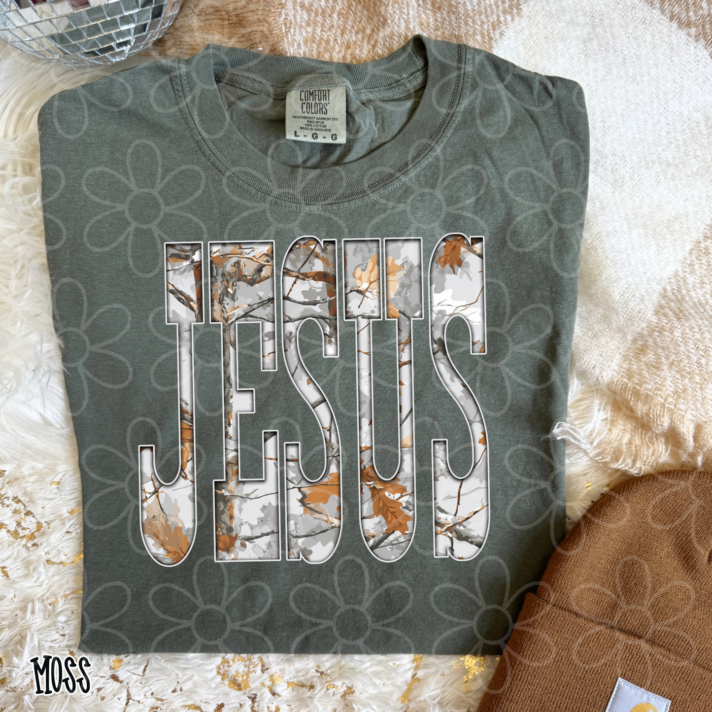 Jesus Leafy Camo Kids Completed Tee