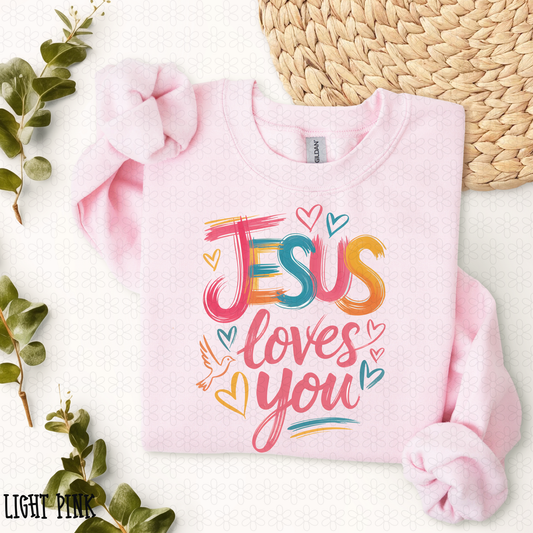 Jesus Loves You Hearts DTF Transfer