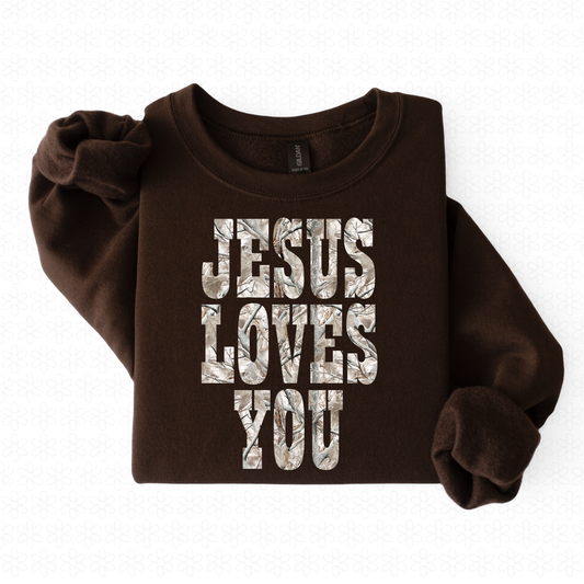 Jesus Loves You Light Camo Kids Completed Tee