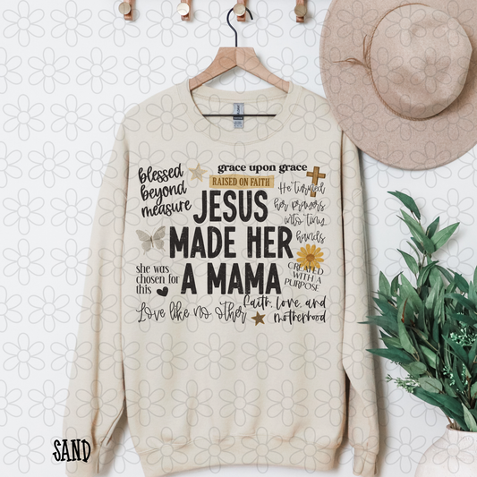 Jesus Made Her A Mama Quotes Black Completed Tee
