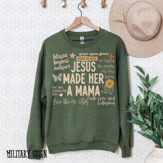 Jesus Made Her A Mama Quotes White Completed Tee