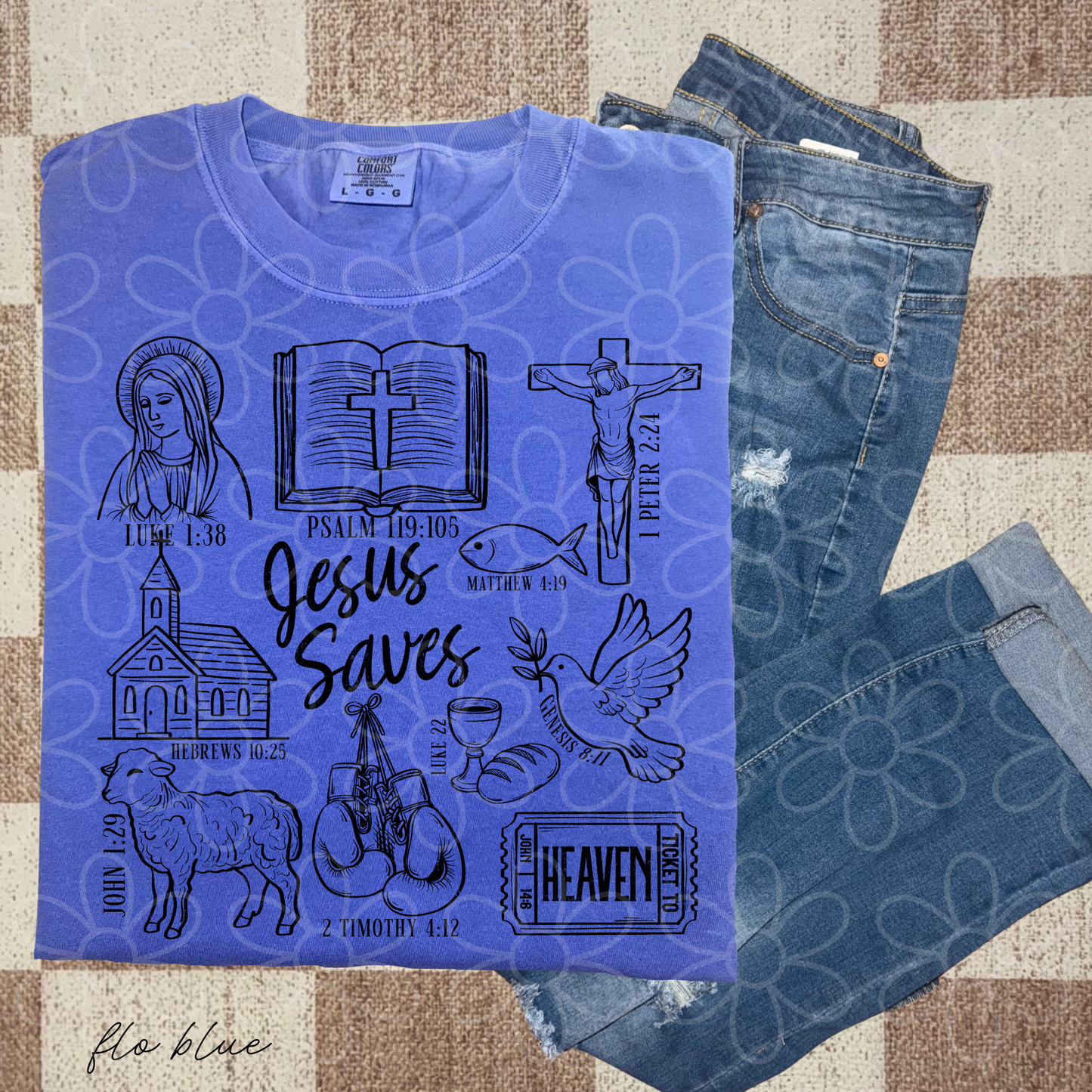 Jesus Saves Collage Completed Tee