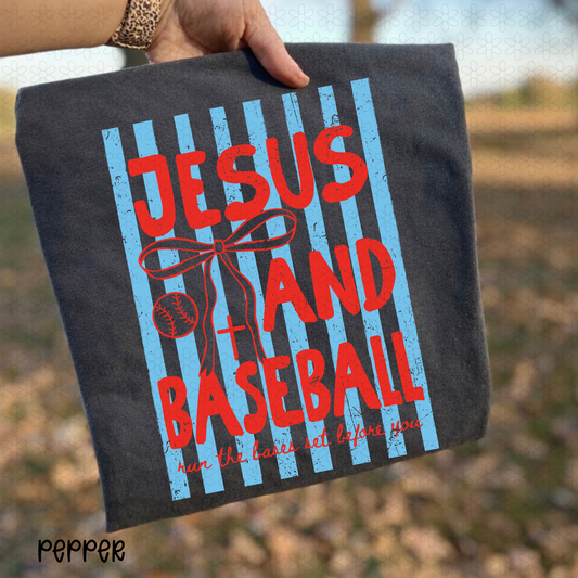 Jesus and baseball Blue and Red DTF Transfer