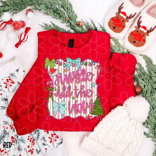 Jingle All The Way Stripes Bows Completed Tee