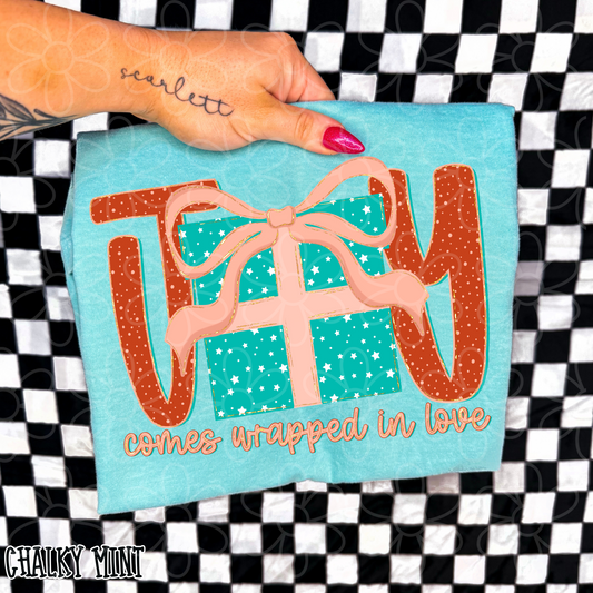 Joy Comes Wrapped In Love Kids Completed Tee