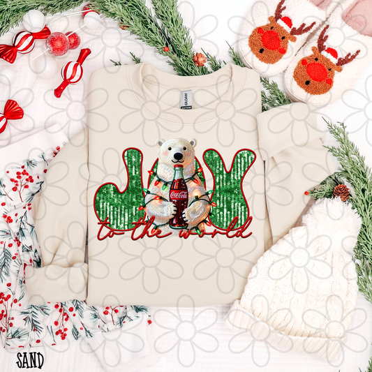 Joy To The World Bear Coca Cola DTF Transfer