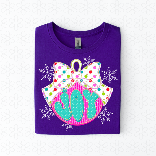 Joy Christmas ornament Completed Tee