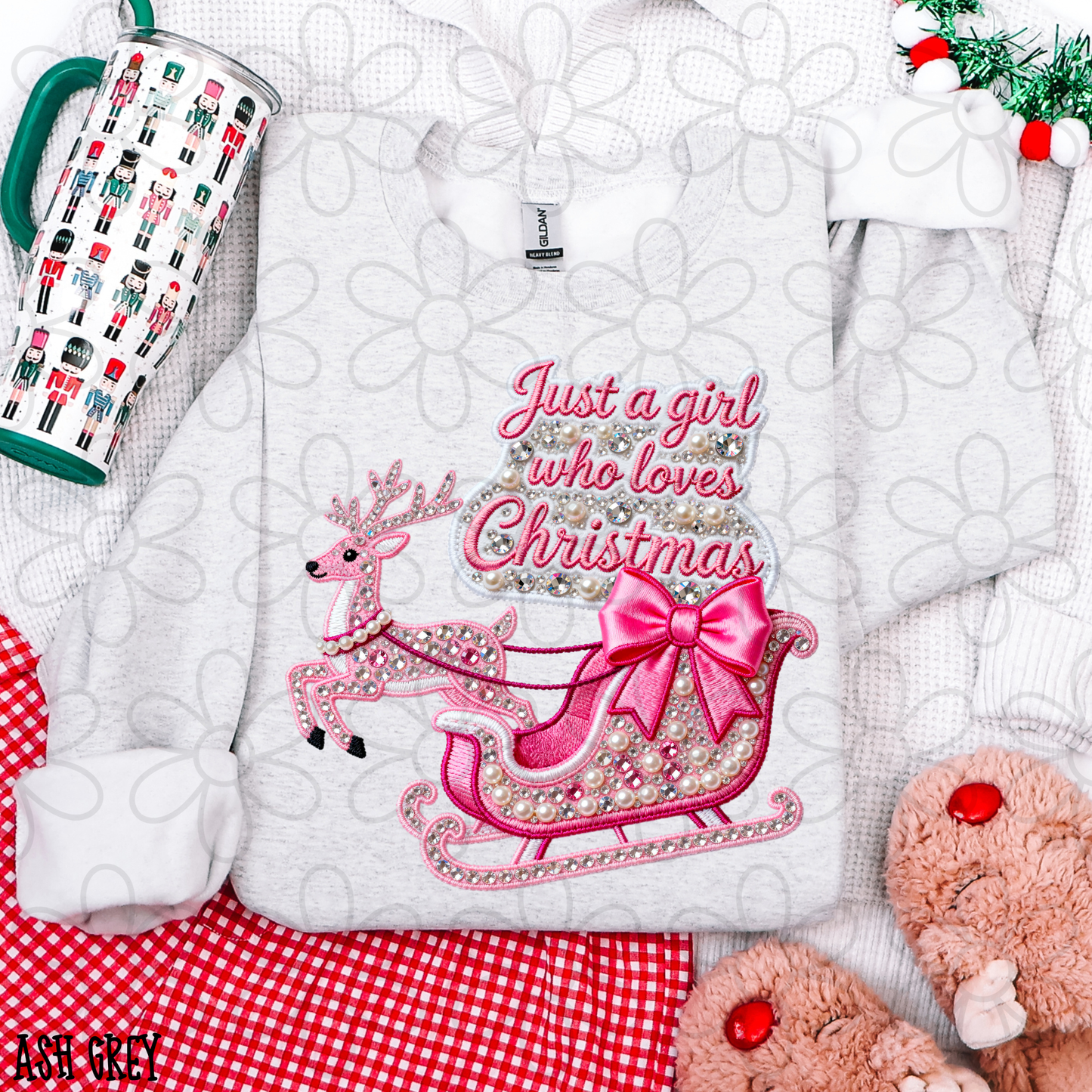 Just A Girl Who Loves Christmas Pink Completed Tee