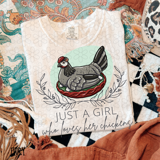 Just A Girl Who loves Her Chickens Kids Completed Tee