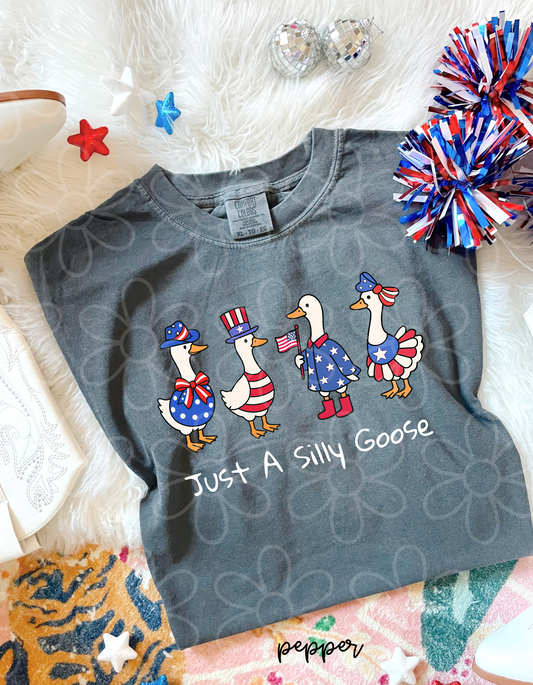 Just A Silly Goose Patriotic Kids Completed Tee
