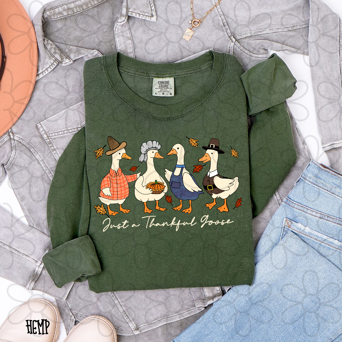 Just A Thankful Goose Fall Kids Completed Tee