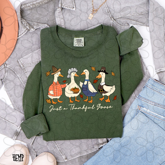 Just A Thankful Goose Fall Kids Completed Tee