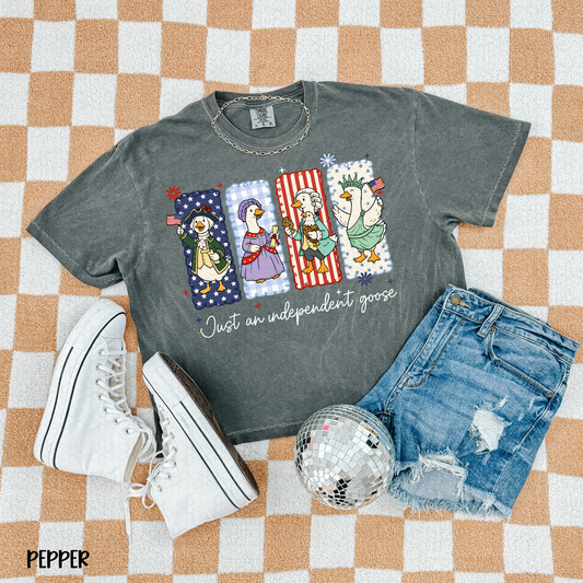 Just an Independent goose- White Letters DTF Transfer