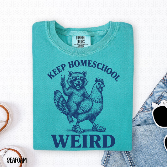 Keep Homeschool Weird- Blue Completed Tee