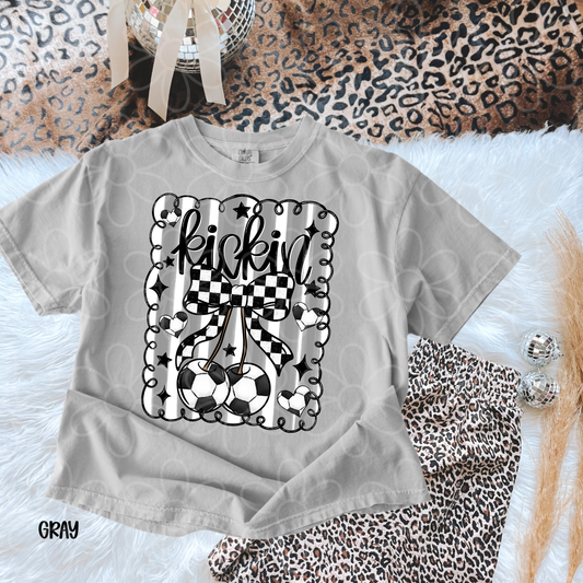 Kickin Soccer Cherry Bow Kids Completed Tee
