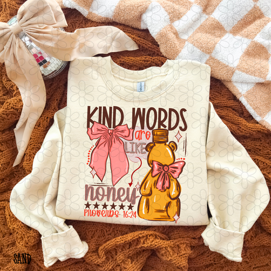 Kind Words Are Like Honey Pink Bows Kids Completed Tee