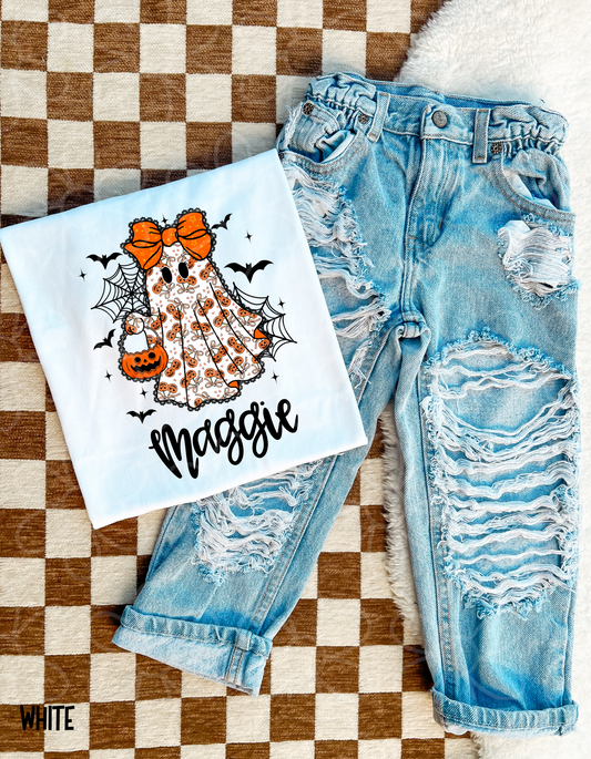 Lace Halloween Ghost Custom Name DTF Transfer
