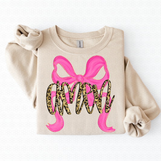 Leopard Amen Pink Gold Bow DTF Transfer