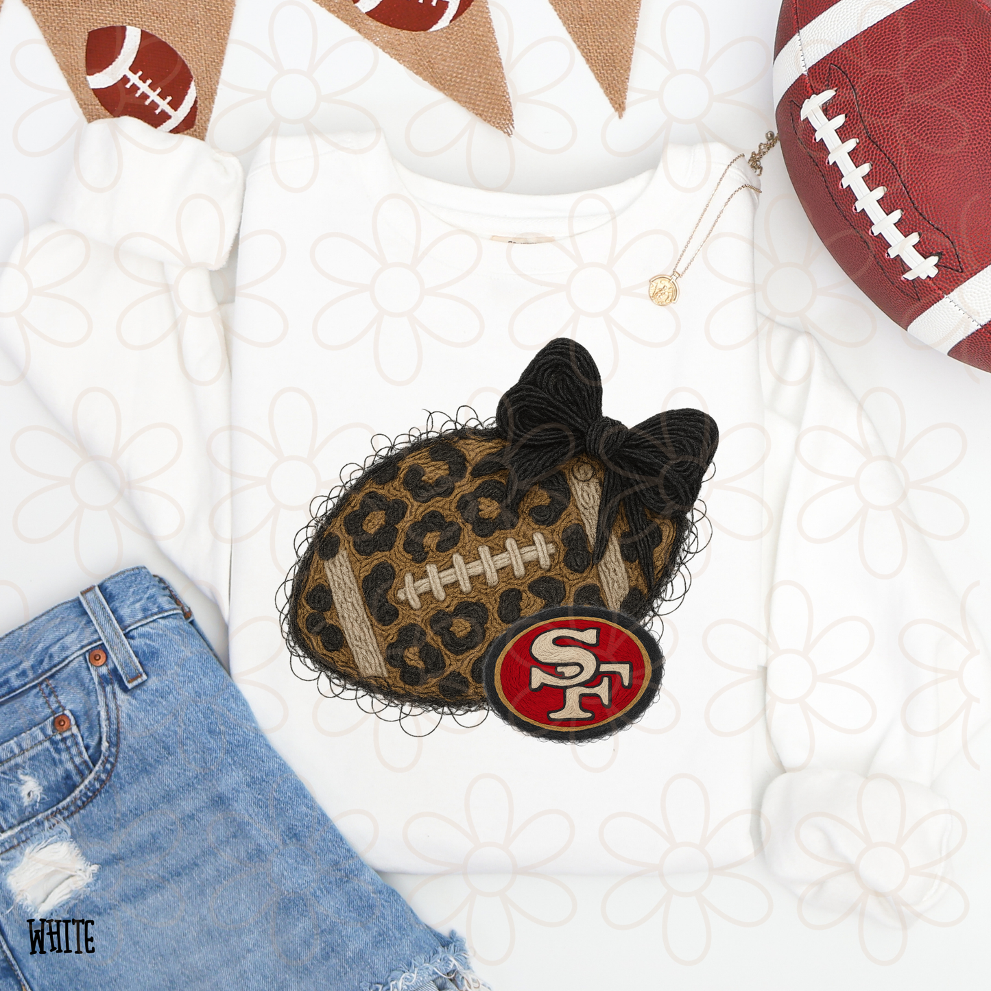 Leopard Faux Football Teams (Multiple Options) Completed Tee