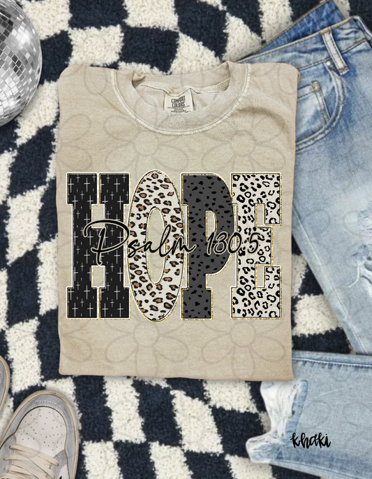 Leopard Hope Psalm 130:5 Completed Tee