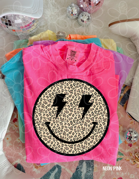 Leopard Lightning Bolts Smiley DTF Transfer