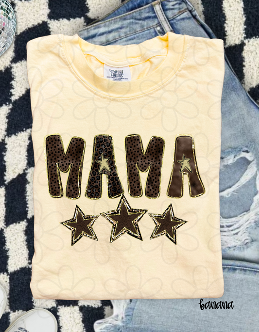 Leopard Mama Brown & Gold Stars Completed Tee