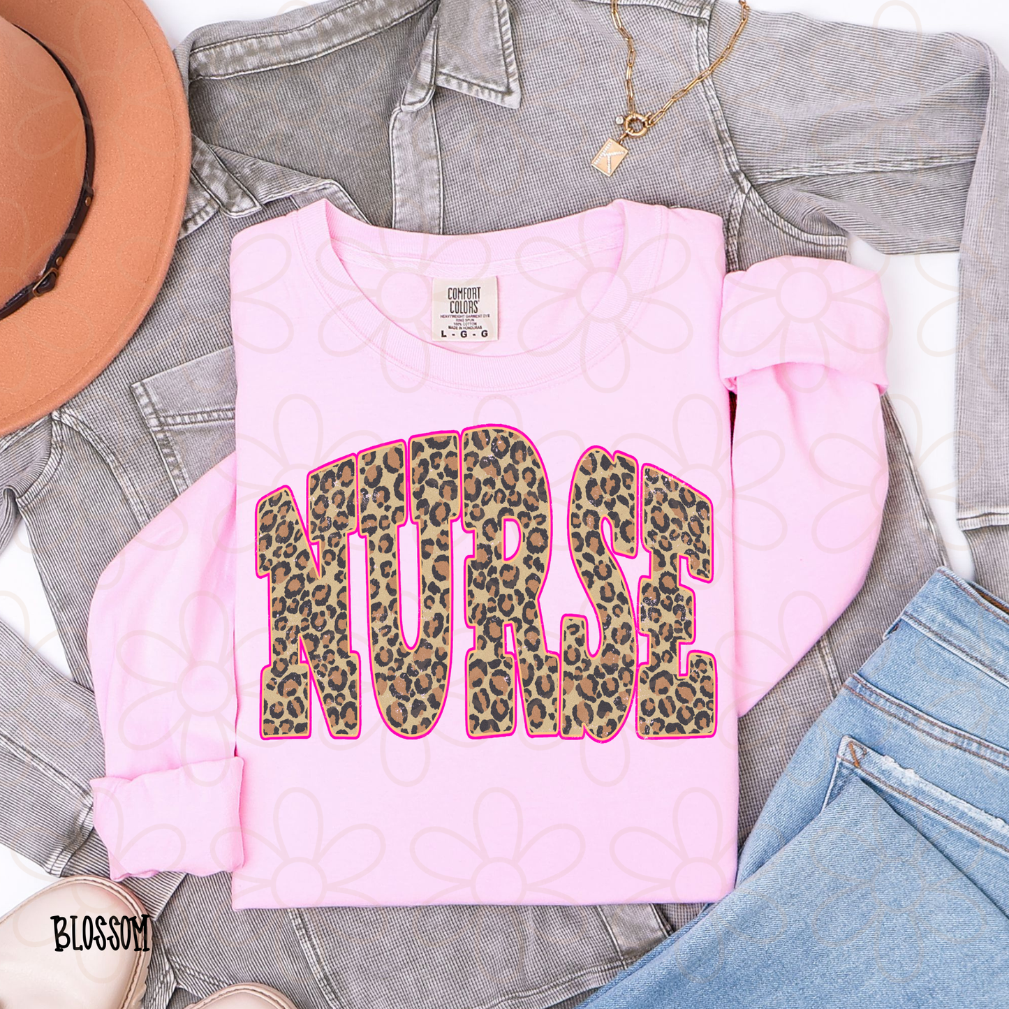Leopard Pink Nurse Completed Tee
