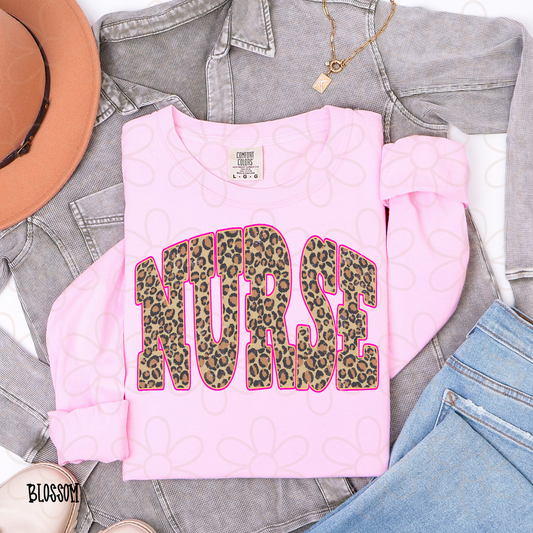 Leopard Pink Nurse Completed Tee