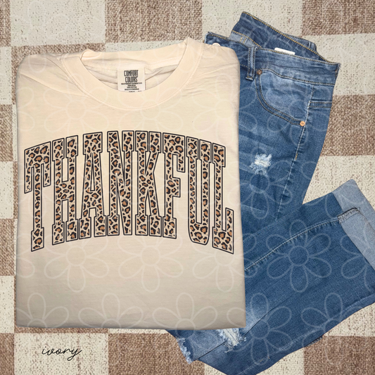 Leopard Thankful Kids Completed Tee