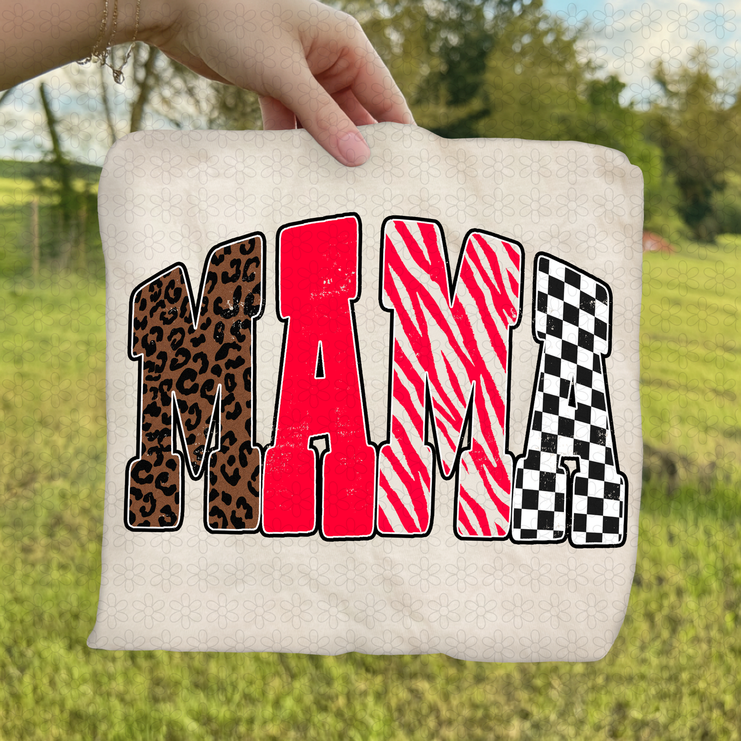 Leopard Red Checkered Mama Completed Tee