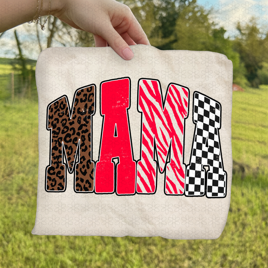 Leopard Red Checkered Mama Completed Tee