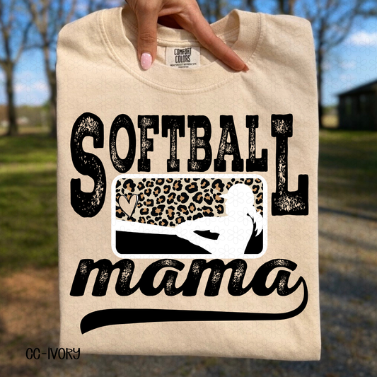 Leopard Softball Mama Completed Tee