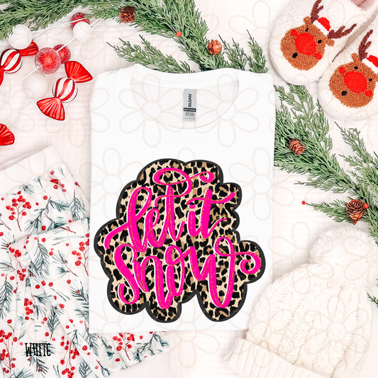 Let It Snow Pink Leopard DTF Transfer