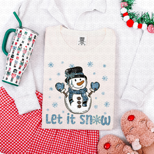 Let It Snow Snowman Completed Tee