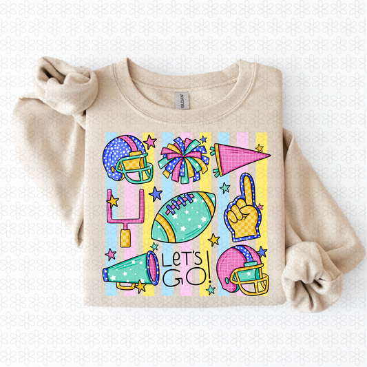 Lets Go Football Stripes Completed Tee