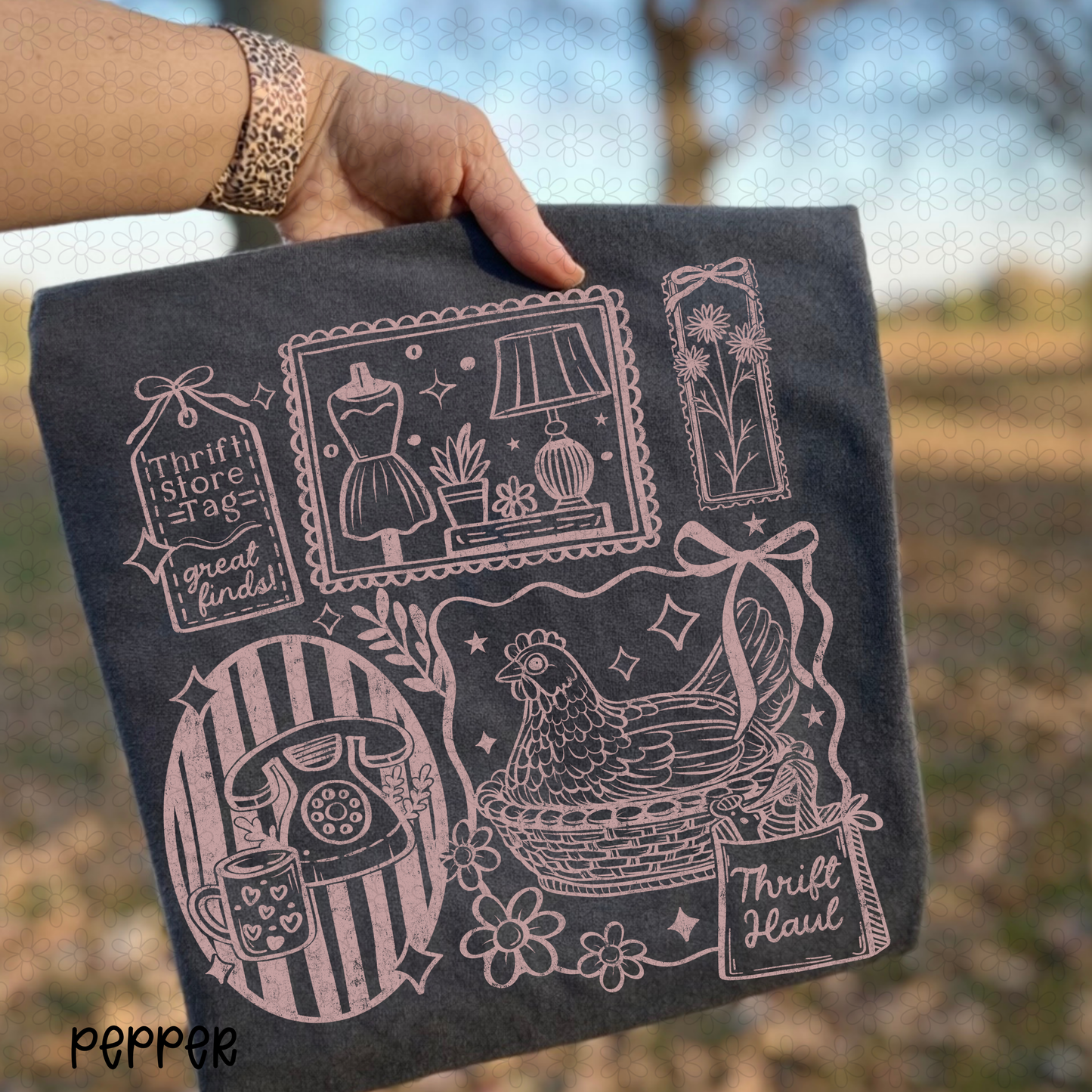 Light Pink All things Thrifting Completed Tee