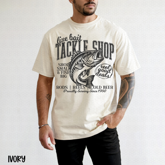 Live Bait Tackle Shop - Black Completed Tee